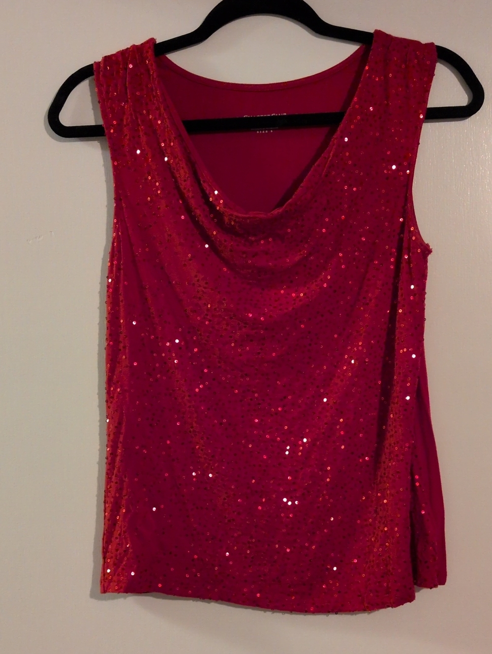 Charter Club Sequin Cowl Neck Camisole in Fuchsia Pink
